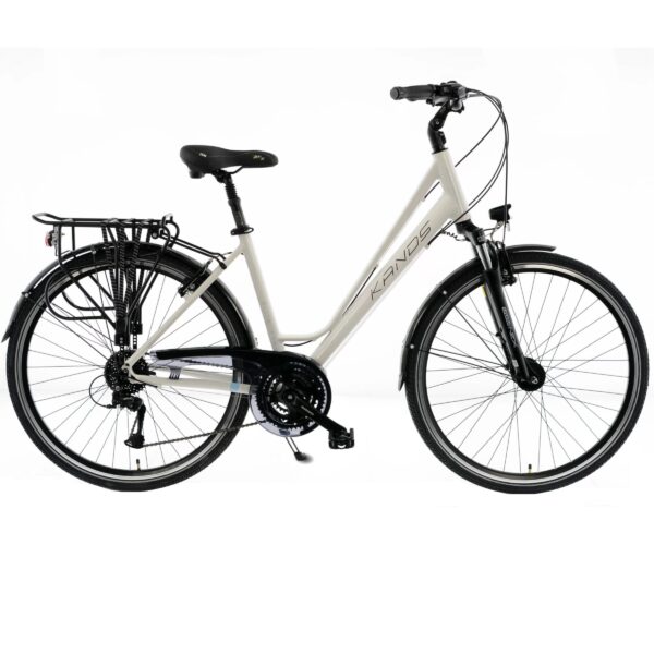 damecykel kands elite pro trekking, aluminium, 28", 24 gear, hvid
