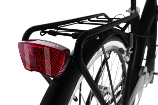 Cykel baglys og bagagebærer i sort farve.