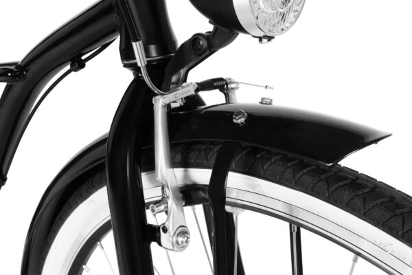 Sort cykel med forlys og skærm