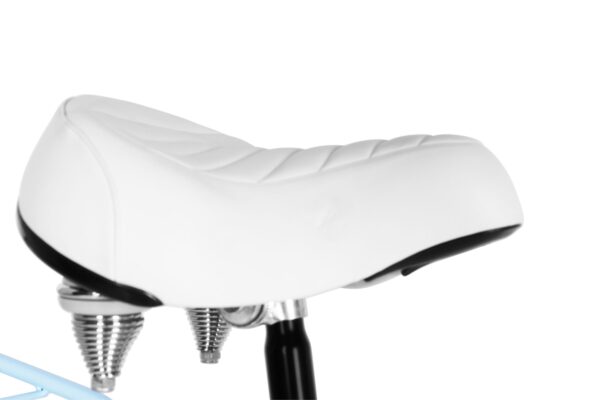 Hvid cykelsadel med fjedre og polstring