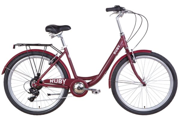 Cykel Ruby Aluminium, 26", 7 gear, 150 cm-175 cm, Bourgogne