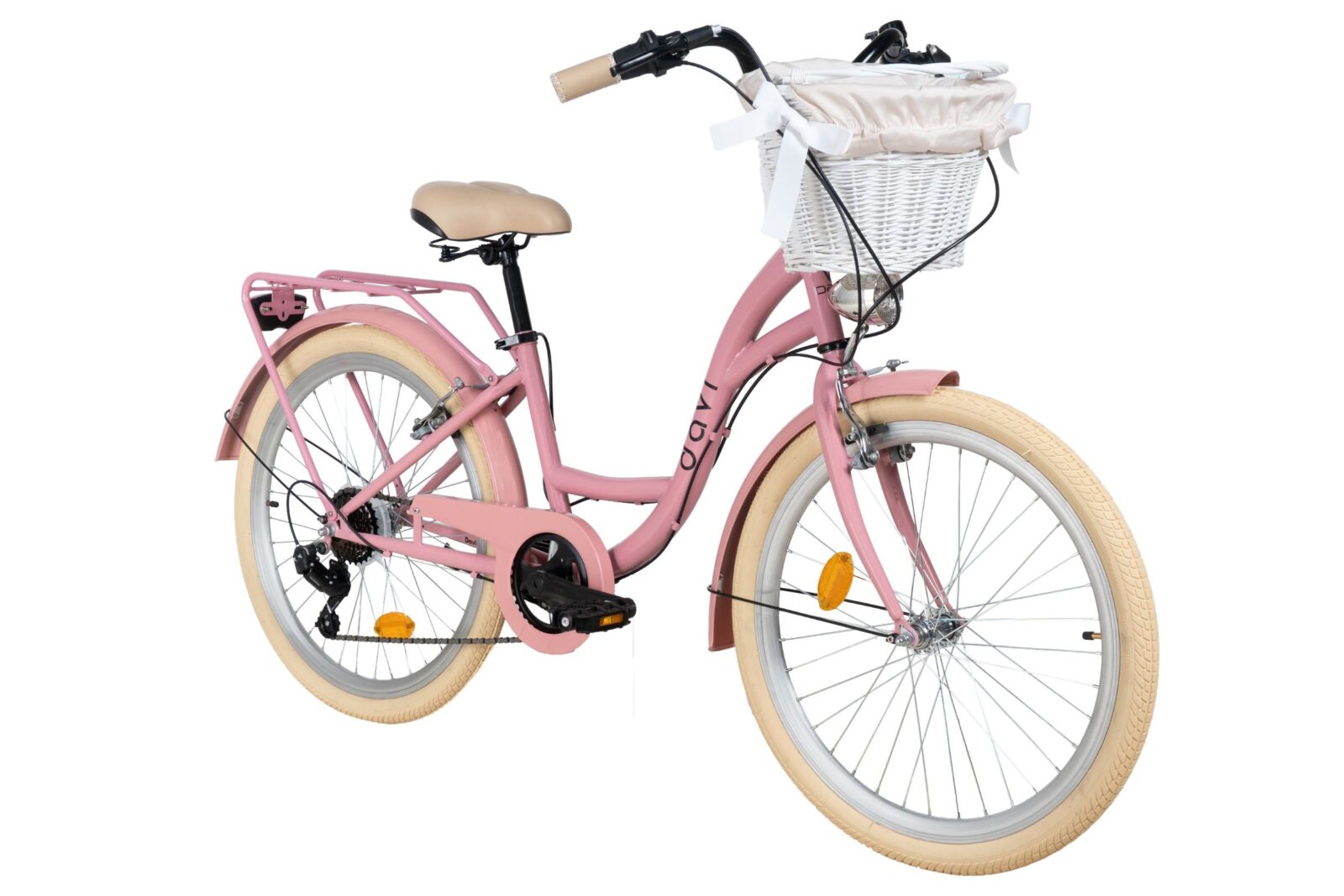 pigecykel davi amelia 24", 130 165 cm, 7 gear, lyserød/creme