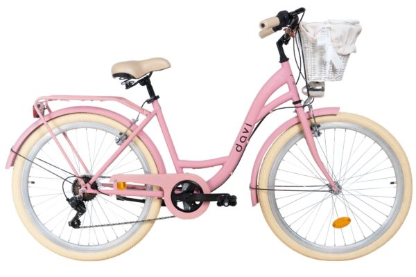 damecykel davi emma 7 gear, 26", 155 180 cm, lyserød/creme