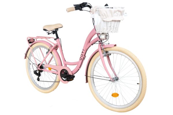 damecykel davi emma 7 gear, 26", 155 180 cm, lyserød/creme