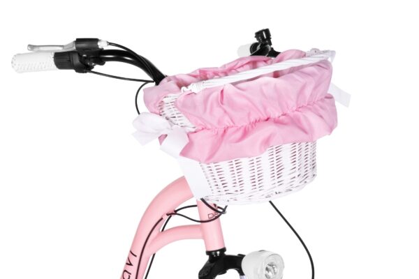 Lyserød cykelkurv med flettet design