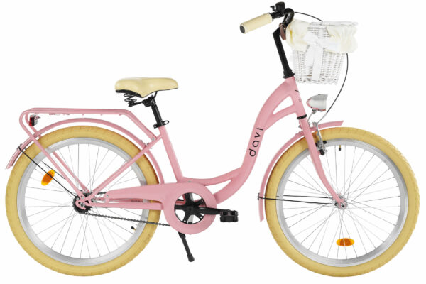Børnecykel Davi Amelia 24", 130-165 cm, 1 gear, Lyserød/Creme