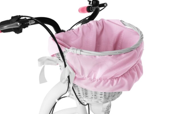 Cykelkurv med lyserød stofbeklædning