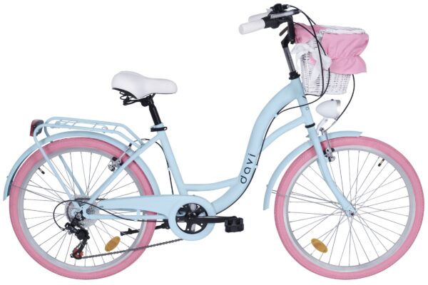 Børnecykel Davi Amelia, 24", 130-165 cm, 7 gear, Blå/Lyserød
