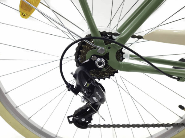 Nærbillede af cykelbagskifter og tandhjul