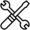 Skruetrækker og skruenøgle krydset ikon