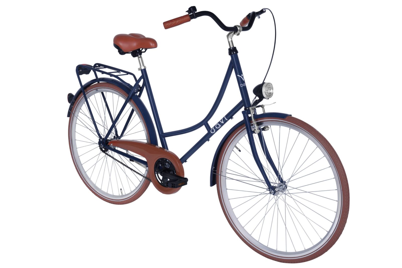 damecykel davi alma 1 gear, 28", 160 185 cm, marineblå/brun