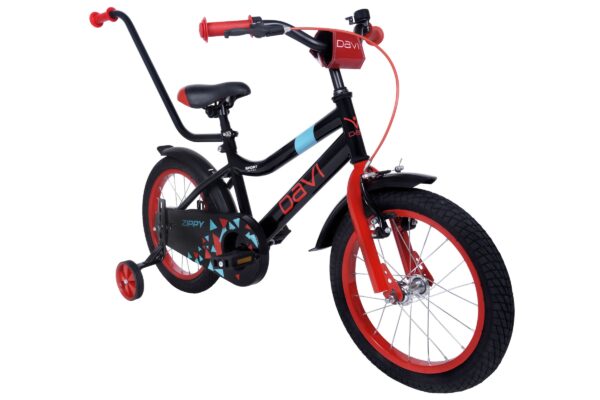 drengecykel davi zippy, 16", 95 110 cm, 1 gear, sort