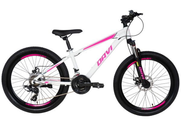 bicicleta mtb davi bella aluminiu, 27.5", 160 185 cm, 21 viteze, alb/roz