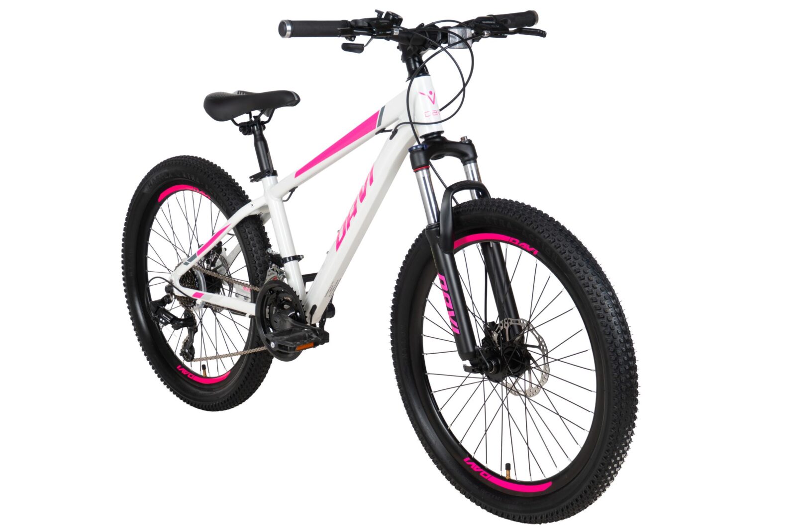 bicicleta mtb davi bella aluminiu, 27.5", 160 185 cm, 21 viteze, alb/roz