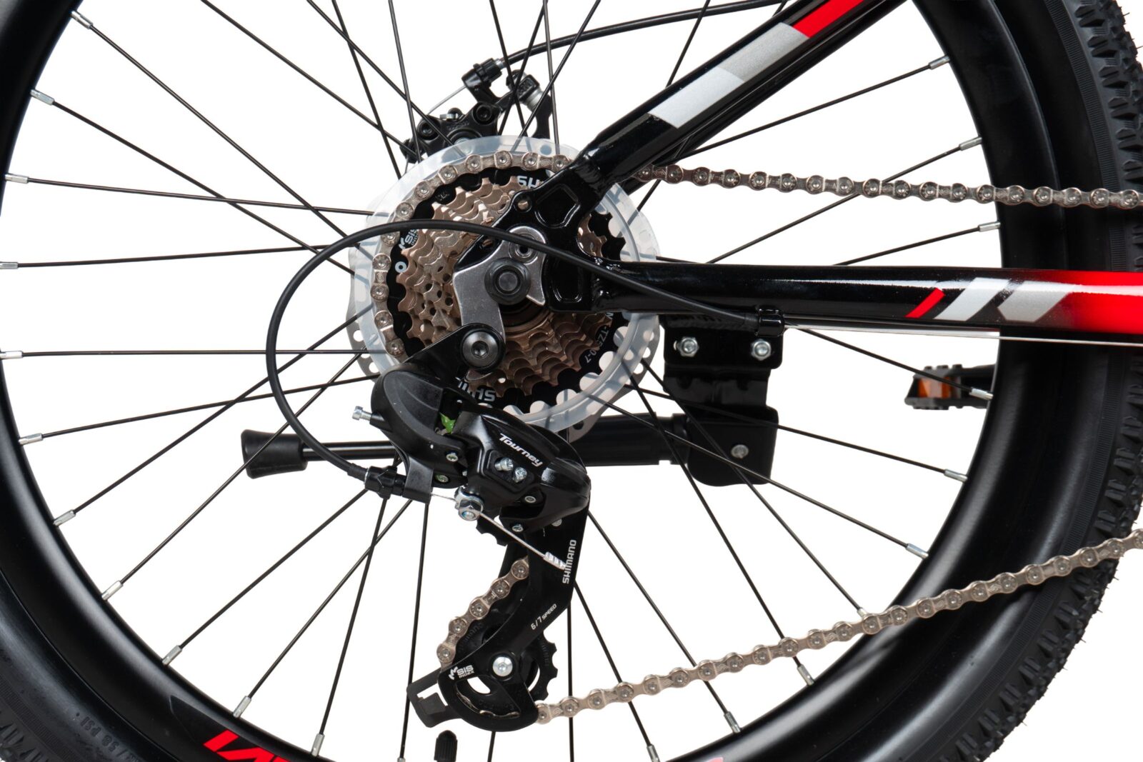 bicicleta copii davi montaro aluminiu, 24", 130 160 cm, 21 viteze, negru/roşu