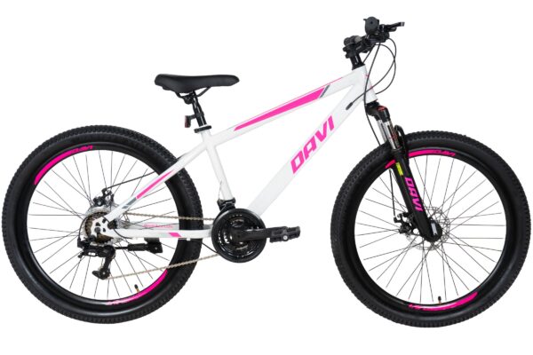 bicicleta mtb bonita 26", 145 170 cm, 21 viteze, alb/roz