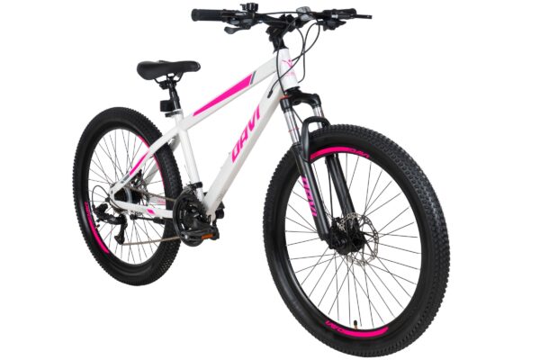 bicicleta mtb bonita 26", 145 170 cm, 21 viteze, alb/roz