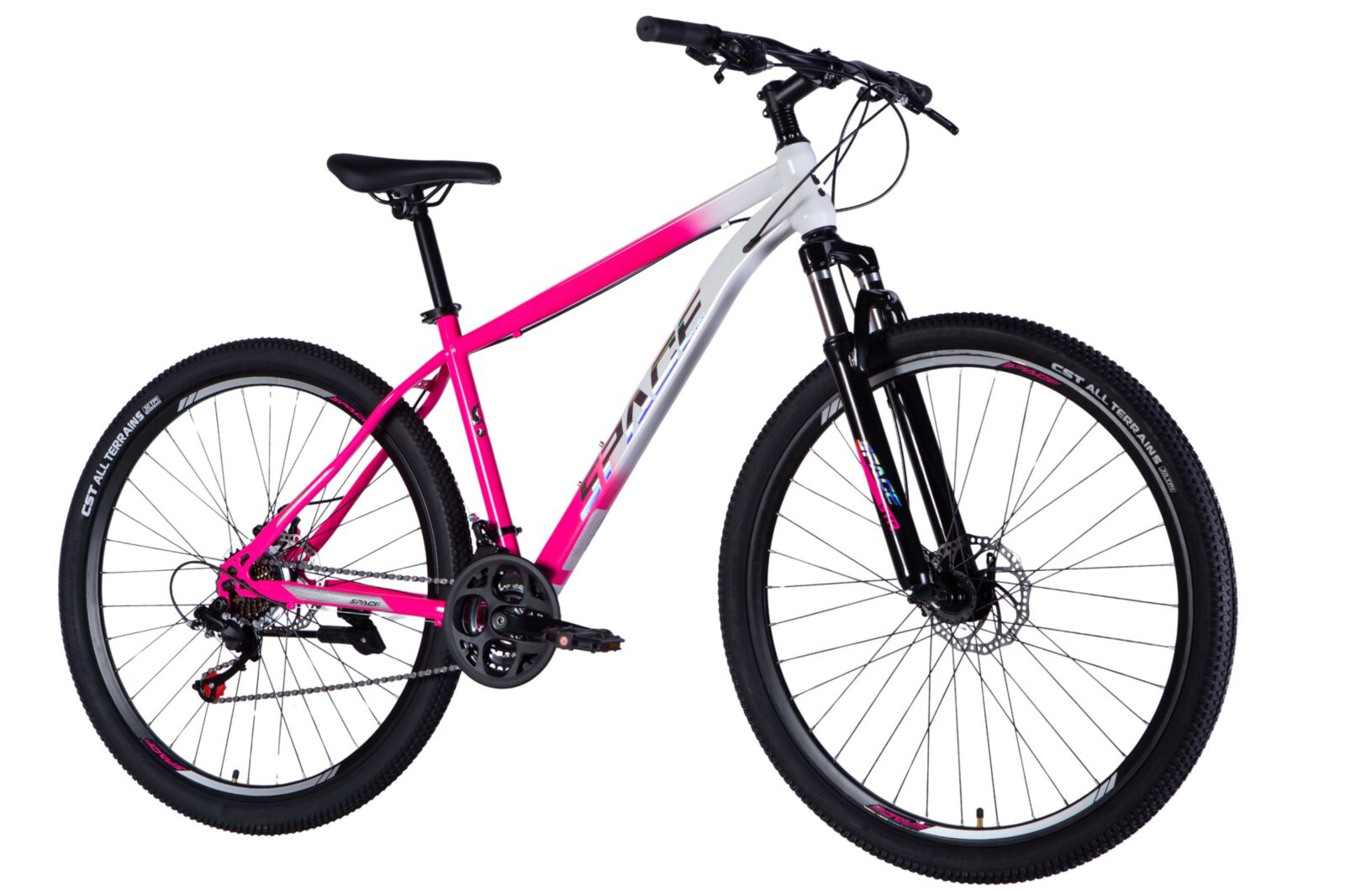 mountainbike mars 29", 170 185 cm, 21 gear, hvid/lyserød