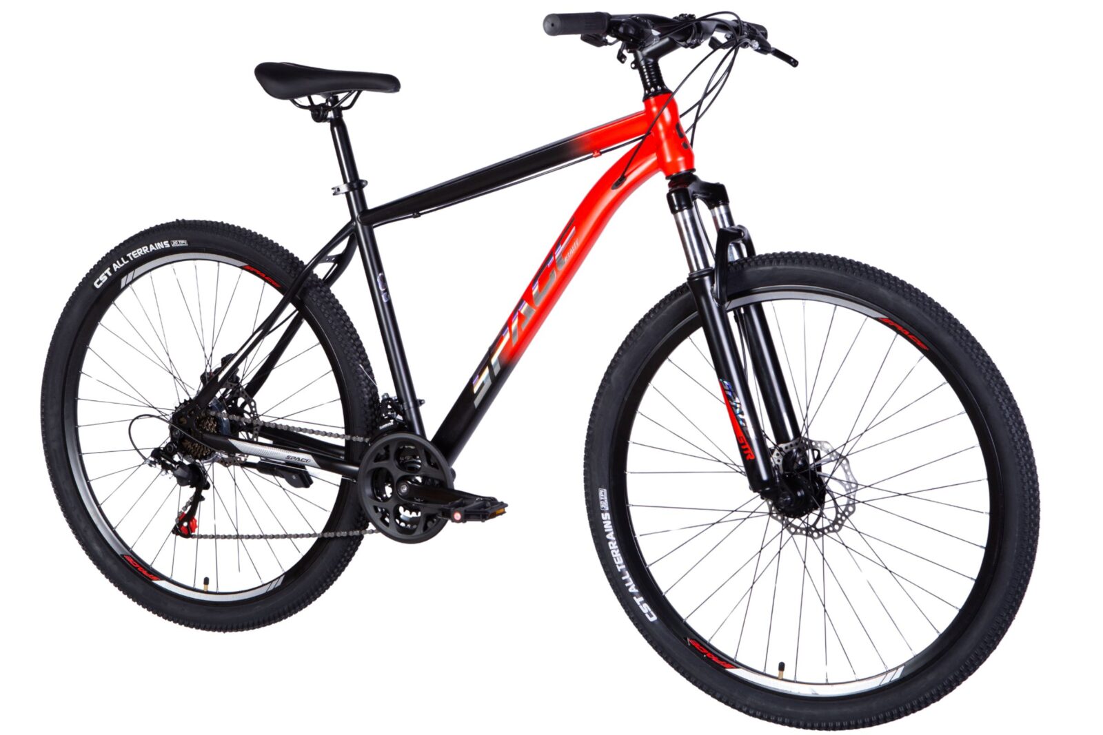 mountainbike mars 29", 170 195 cm, 21 gear, sort/rød
