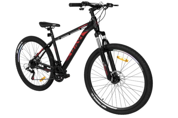 mountainbike davi montaro aluminium, 27.5", 160 185 cm, 21 gear, sort/rød