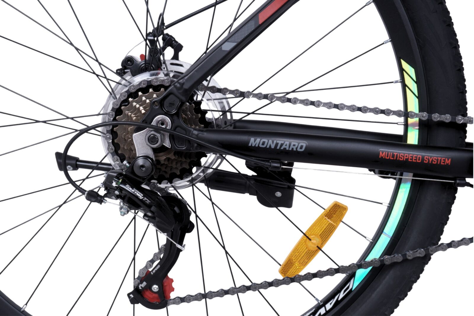 mountainbike davi montaro aluminium, 27.5", 160 185 cm, 21 gear, sort/rød