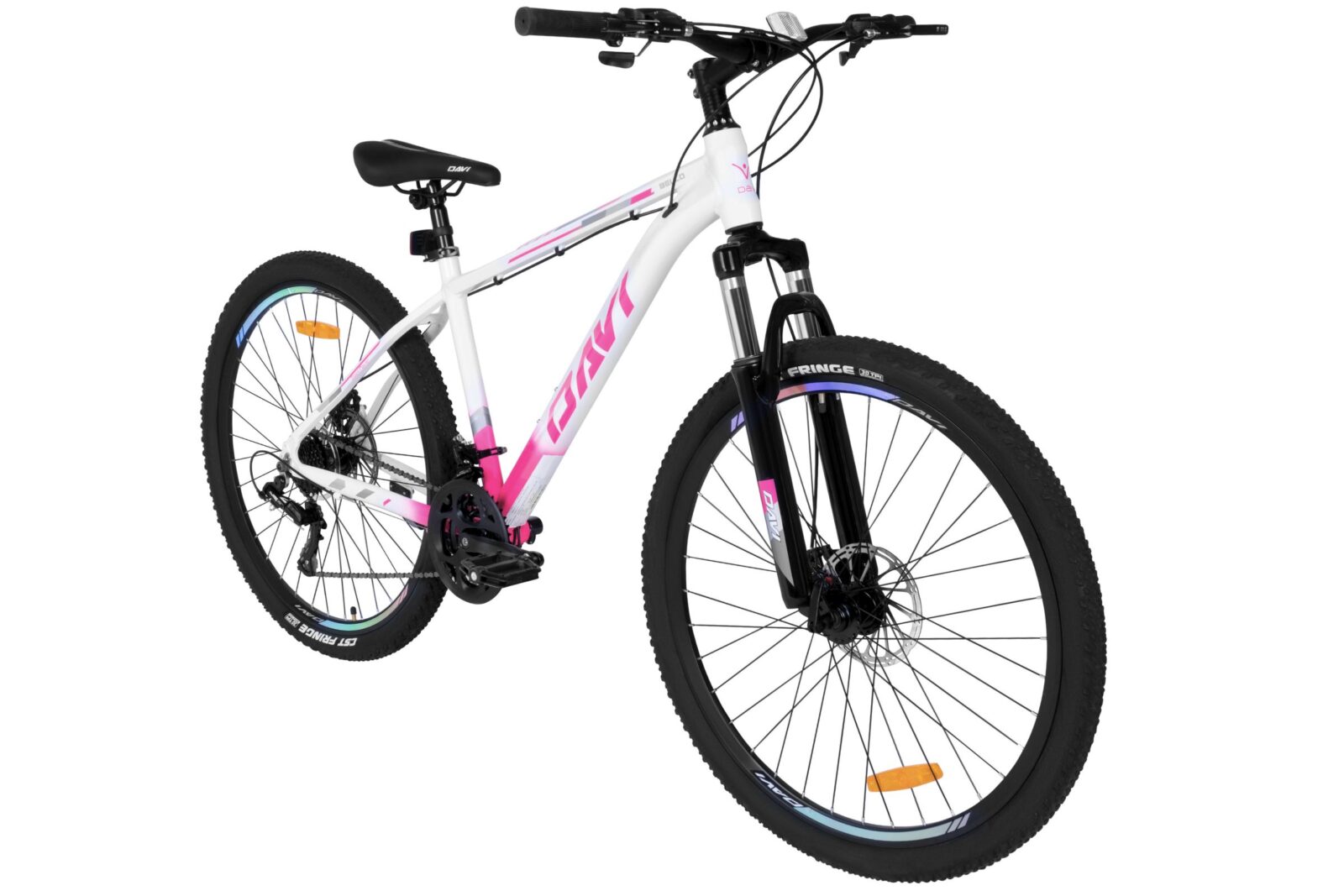 mountainbike davi bella aluminium, 27,5", 160 185 cm, 21 gear, hvid/lyserød/