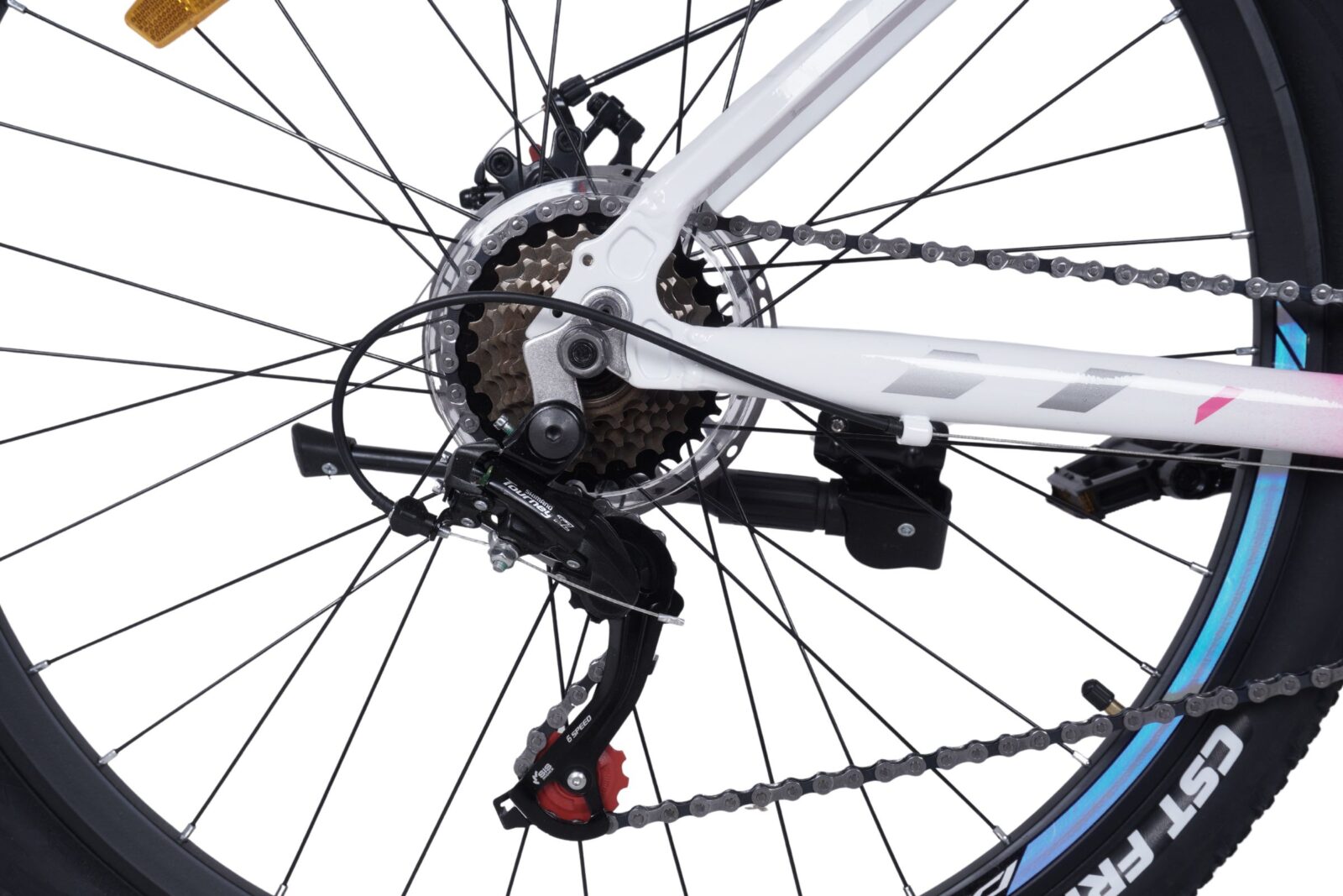 mountainbike davi bella aluminium, 27,5", 160 185 cm, 21 gear, hvid/lyserød/