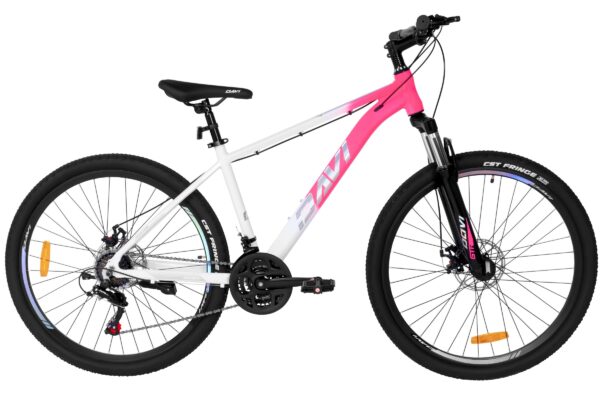 mountainbike davi bella aluminium, 27,5", 160 185 cm, 21 gear, lyserød/hvid
