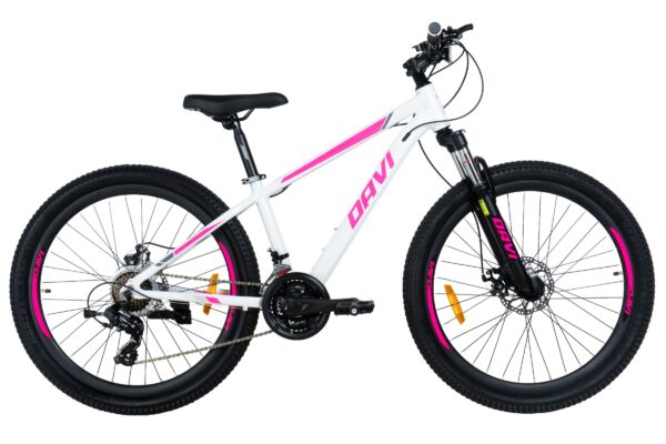 mountainbike davi bella aluminium, 27,5", 160 185 cm, 21 gear, lyserød/hvid (copy)