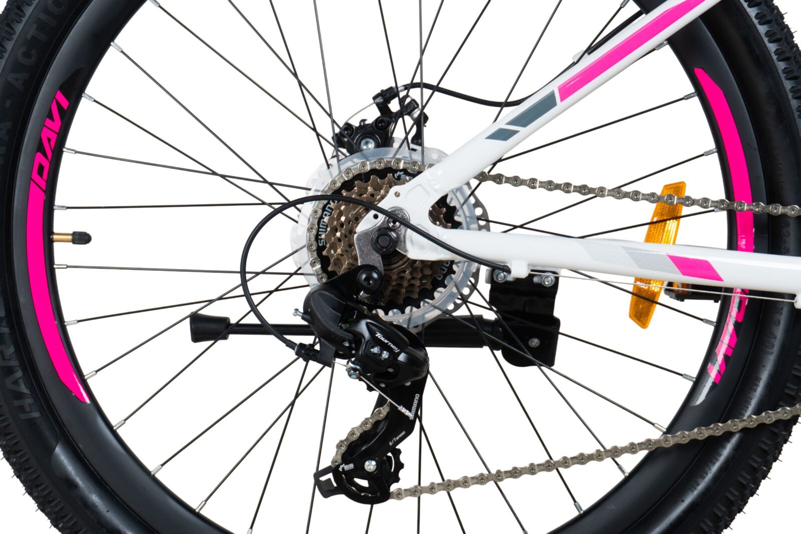 mountainbike davi bella aluminium, 26", 145 170 cm, 21 gear, lyserød/hvid