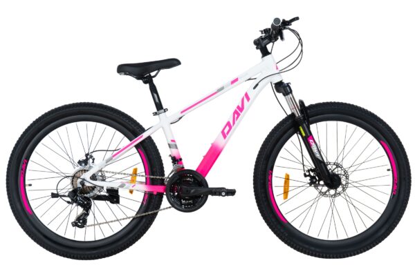 mountainbike davi bella aluminium, 26", 145 170 cm, 21 gear, lyserød/hvid (copy)