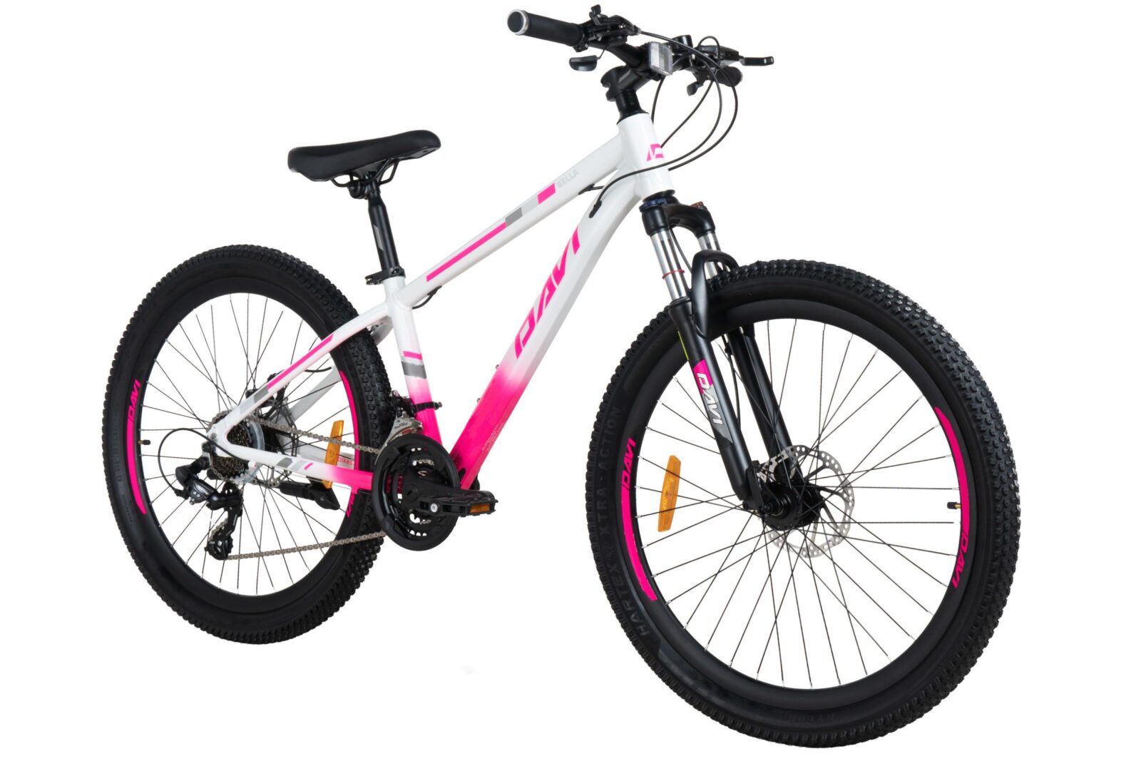 mountainbike davi bella aluminium, 26", 145 170 cm, 21 gear, lyserød/hvid (copy)