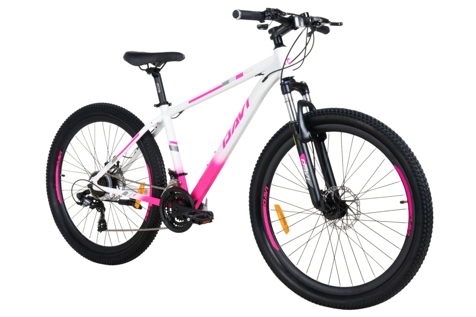 mountainbike davi bella aluminium, 27,5", 160 185 cm, 21 gear, lyserød/hvid/
