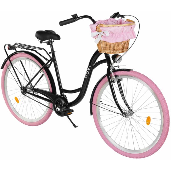 damecykel davi lila 1 gear, 28", 160 185 cm, sort/lyserød