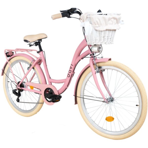 damecykel davi emma 7 gear, 26", 155 180 cm, lyserød/creme