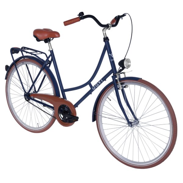 damecykel davi alma 1 gear, 28", 160 185 cm, marineblå/brun