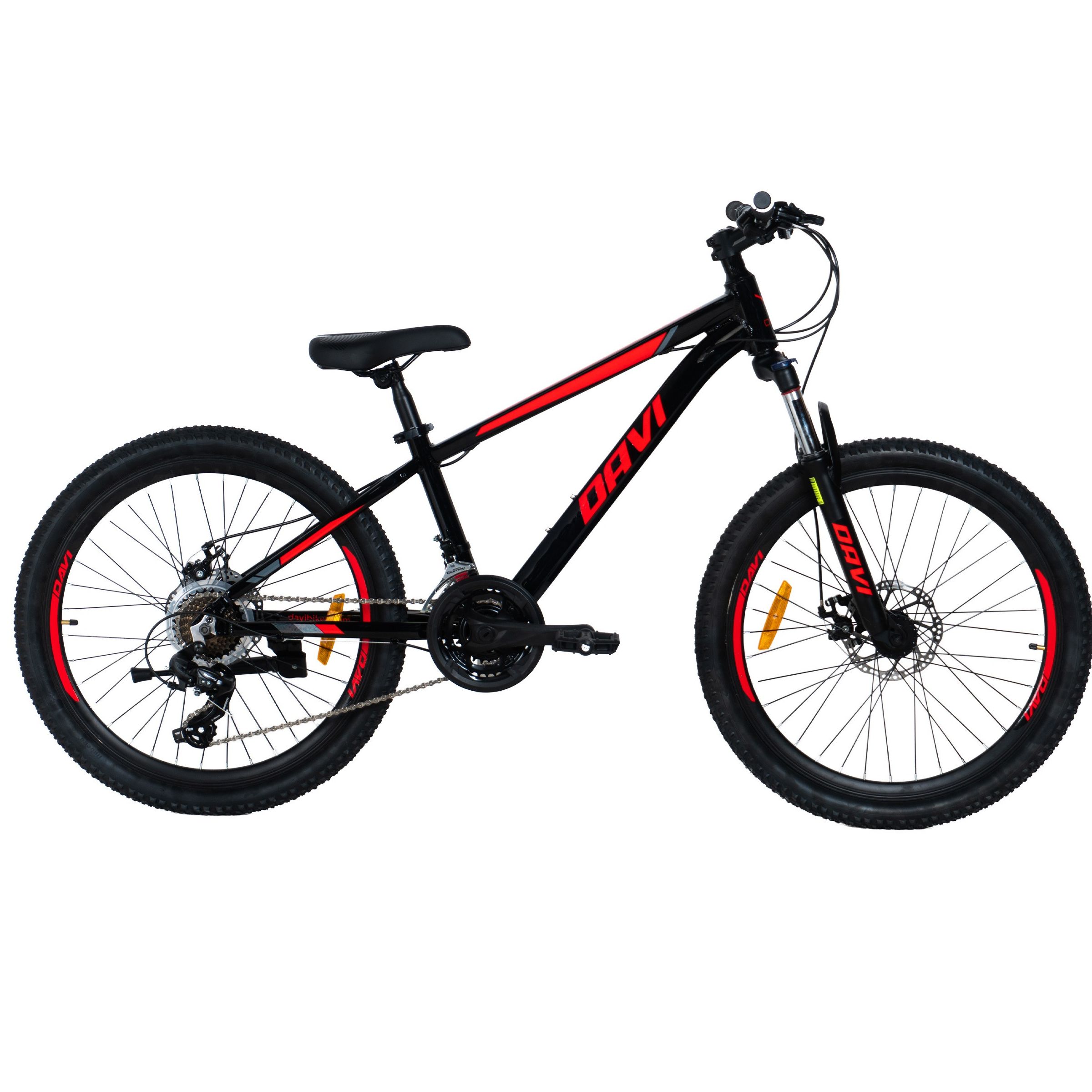 Drengecykel Davi Montaro Aluminium, 24", 130-160 cm, 21 gear, Rød/Sort