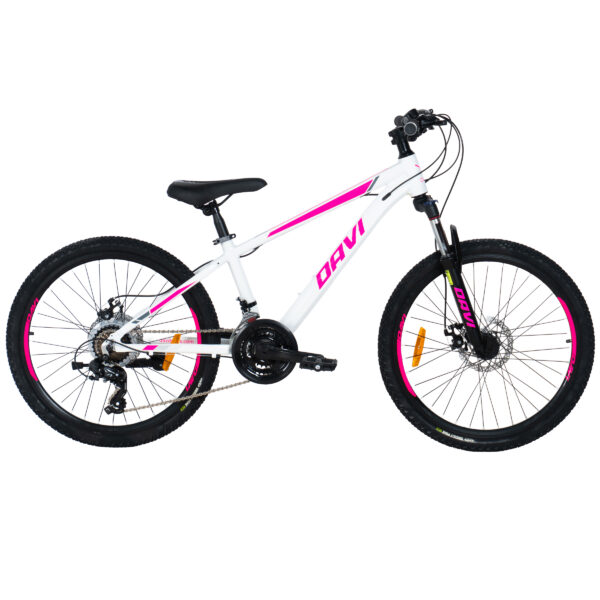pigecykel davi bella aluminium, 24", 130 160 cm, 21 gear, hvid/lyserød