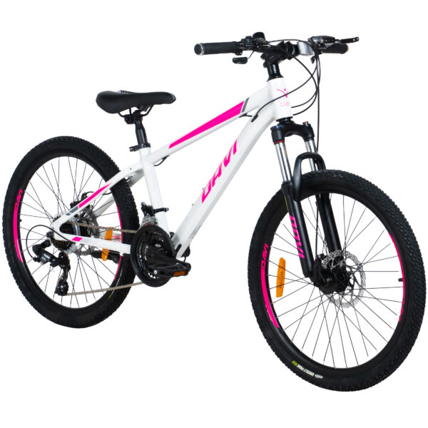 pigecykel davi bella aluminium, 24", 130 160 cm, 21 gear, hvid/lyserød