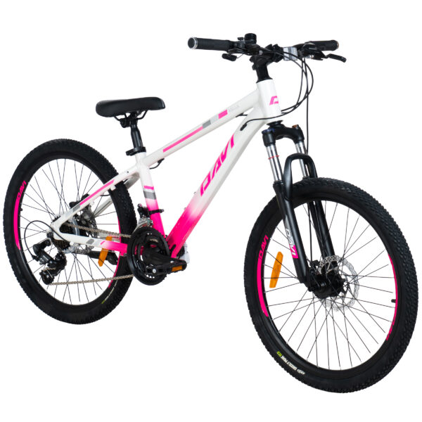pigecykel davi bella aluminium, 24", 130 160 cm, 21 gear, lyserød/hvid