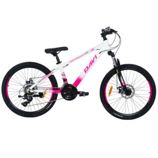 Pigecykel Davi Bella Aluminium, 24", 130-160 cm, 21 gear, Lyserød/Hvid