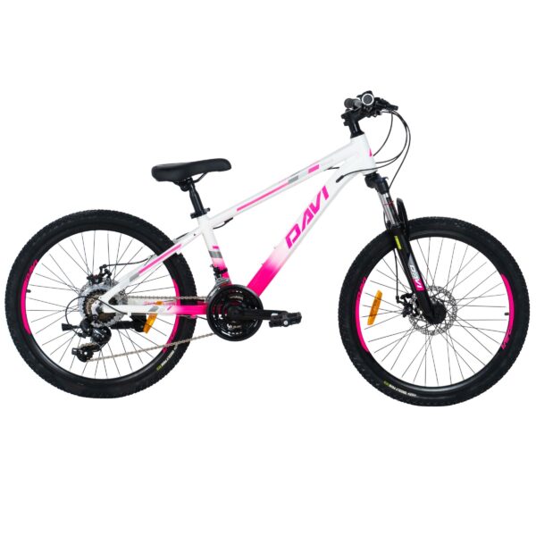 pigecykel davi bella aluminium, 24", 130 160 cm, 21 gear, lyserød/hvid