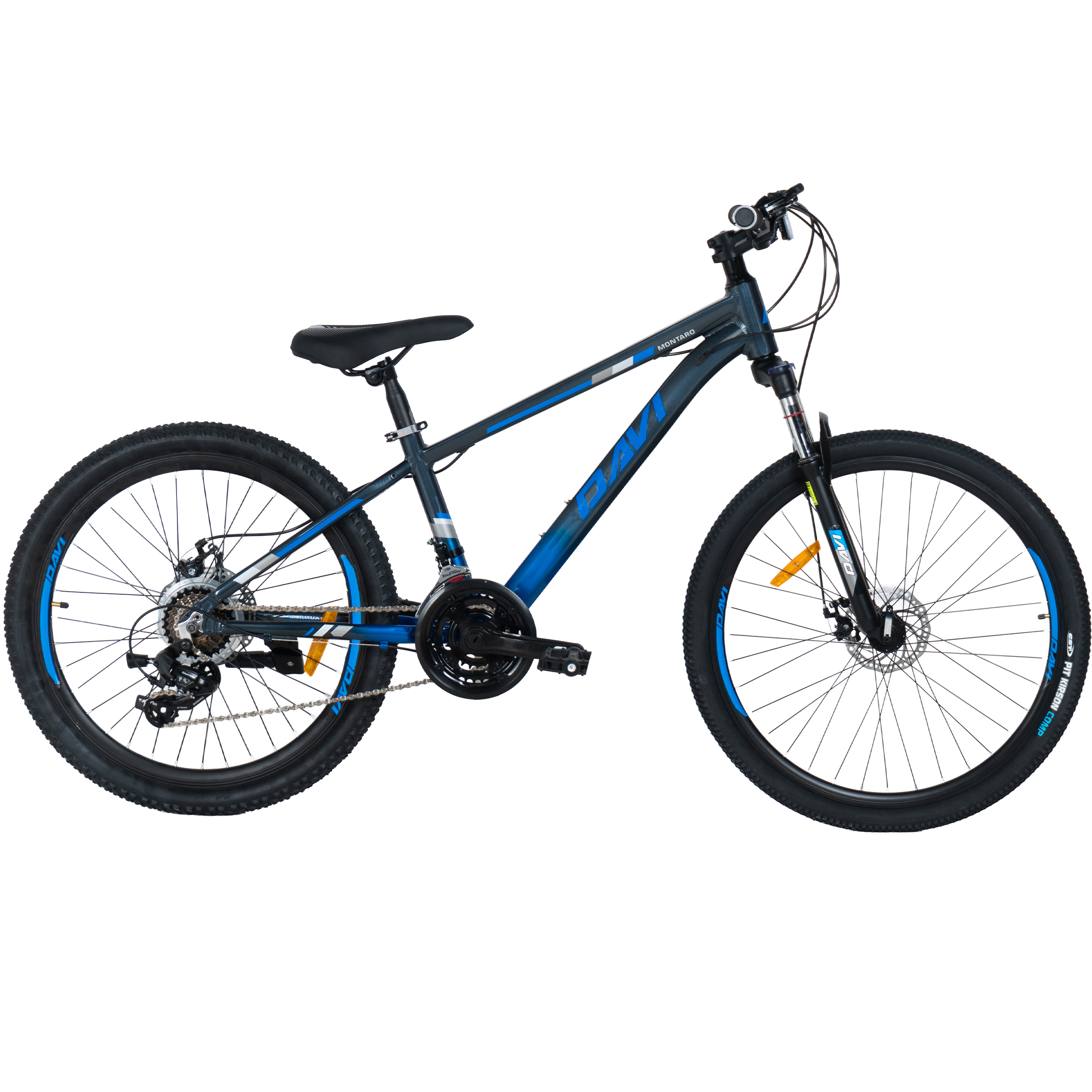 Drengecykel Davi Montaro Aluminium, 24", 130-160 cm, 21 gear, Grå/Blå