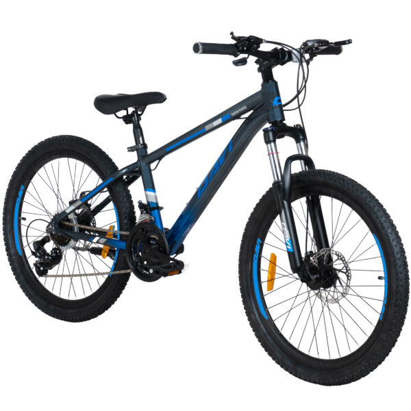 drengecykel davi montaro aluminium, 24", 130 160 cm, 21 gear, grå/blå