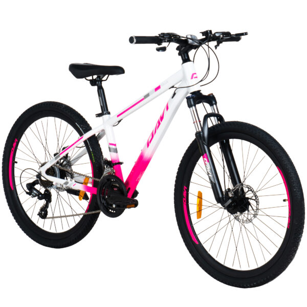 mountainbike davi bella aluminium, 26", 145 170 cm, 21 gear, lyserød/hvid