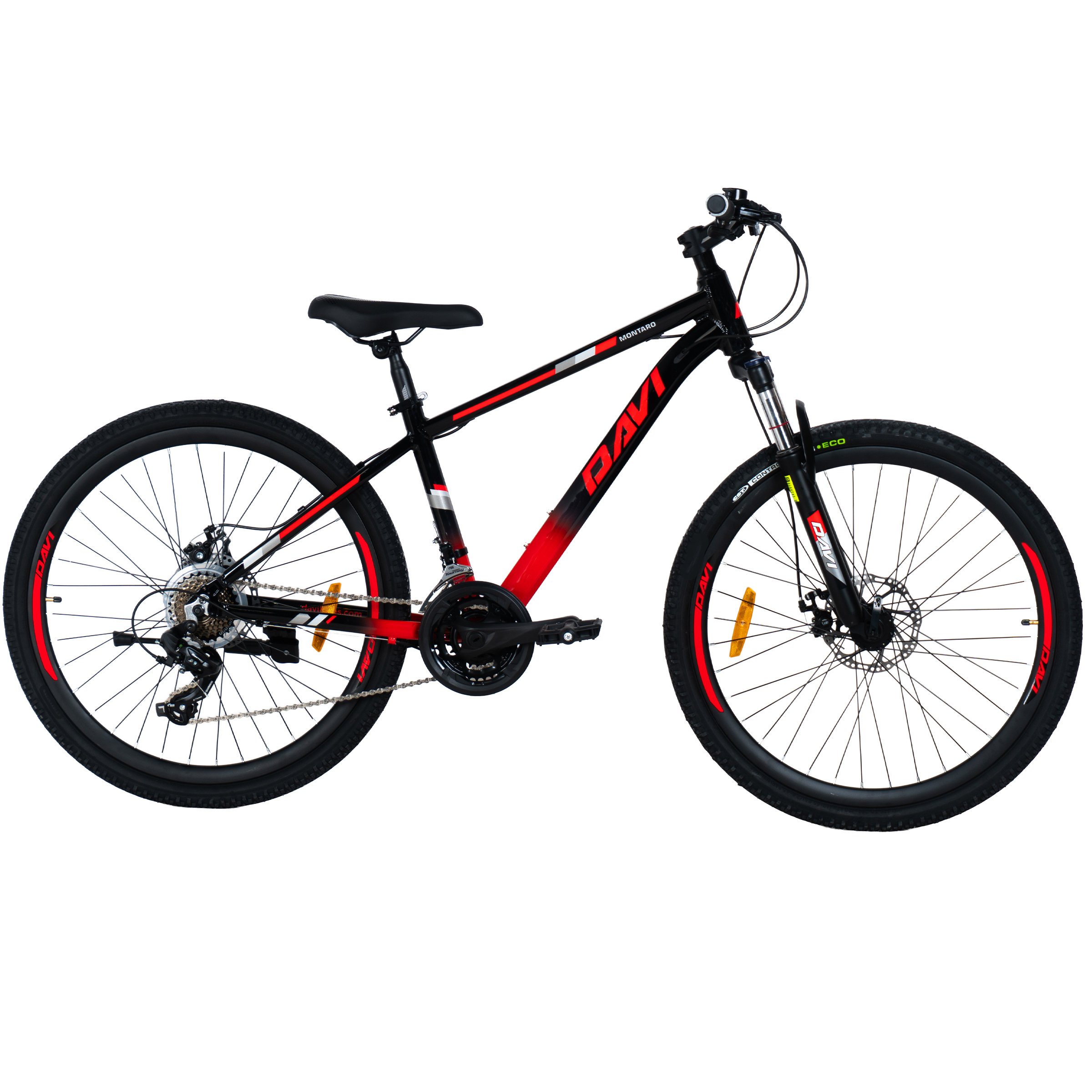 Mountainbike Davi Montaro Aluminium, 26", 145-170 cm, 21 gear, Sort/Rød