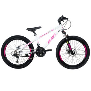 Pigecykel Davi Bonita 24″, 130-160 cm, 21 gear, Lyserød/Hvid
