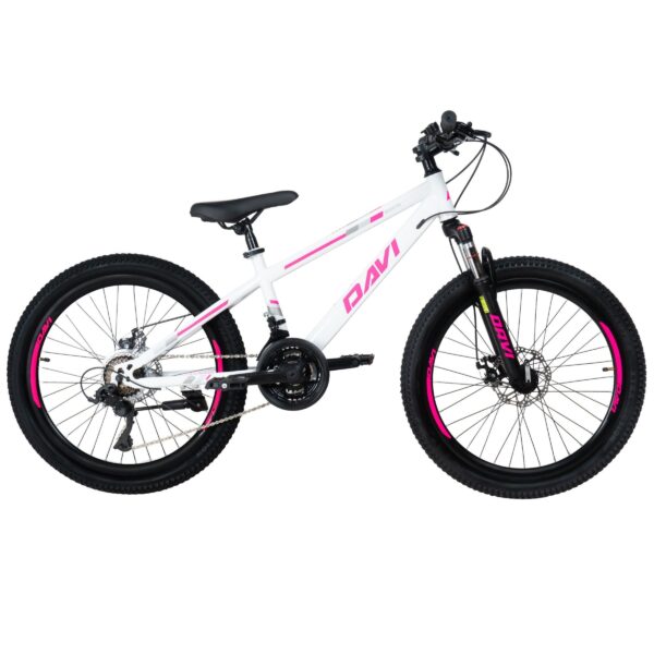 pigecykel davi bonita 24″, 130 160 cm, 21 gear, lyserød/hvid