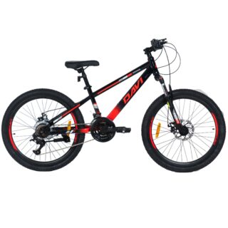 Drengecykel Davi Terrano 24″, 130-160 cm, 21 gear, Rød/Sort