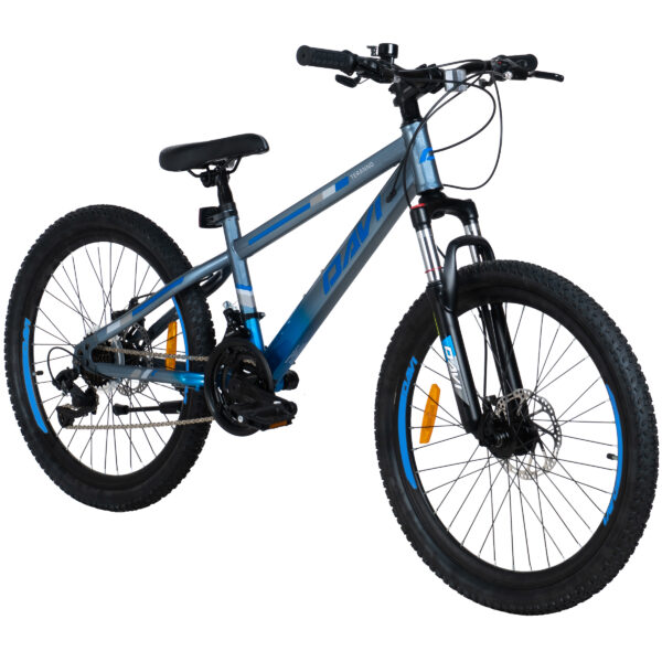 drengecykel davi terrano 24″, 130 160 cm, 21 gear, grå/blå
